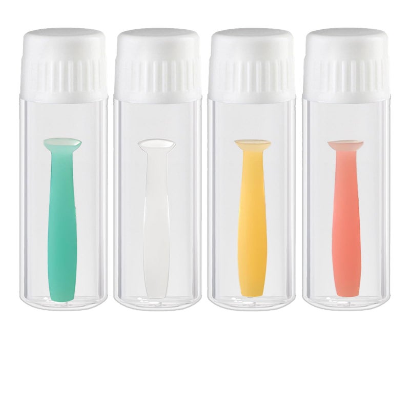 4 pcs Hard Contact Lens Remover, Silicone Suction Tool for Lenses and Multicolored Suckers with Storage Case, Suction Cup Holder for Safe Lens Removal